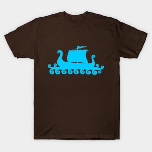 Blue Viking Ship Silhouette T-Shirt